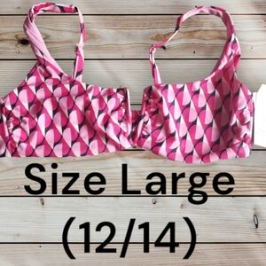 Pink Patterned Bikini Top